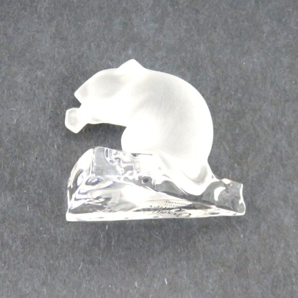 CRYSTAL CUTIES Frosted Glass Mouse on Clear Cheese Base Nachtmann Germany Vintag - Picture 7 of 10